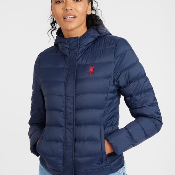 Liverpool FC Official Soccer Gift Women Quilted Hooded Winter Jacket Packable - Picture 1 of 5